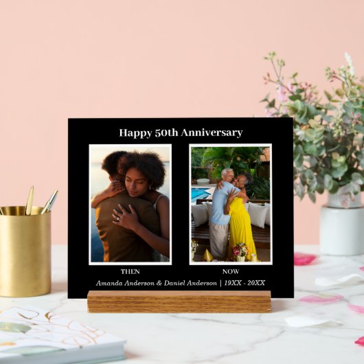 Schwarz-Weiß-2-Foto Collage Jubiläum Acrylschild (Hochzeit)