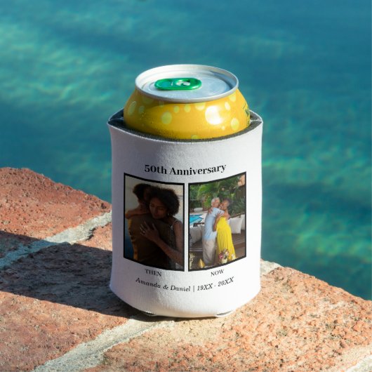 Schwarz-Weiß-2-Foto Collage Jubiläum Dosenkühler (In Situ Pool)