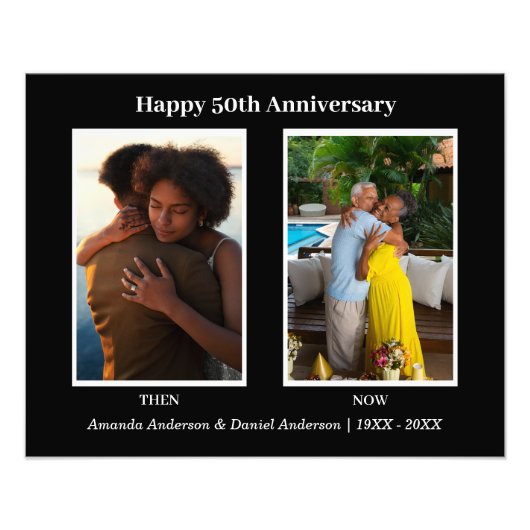 Schwarz-Weiß-2-Foto Collage Jubiläum Fotodruck (Vorne)