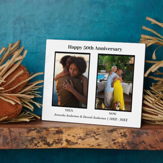 Schwarz-Weiß-2-Foto Collage Jubiläum Fotoplatte (Seite)