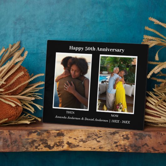 Schwarz-Weiß-2-Foto Collage Jubiläum Fotoplatte (Seite)