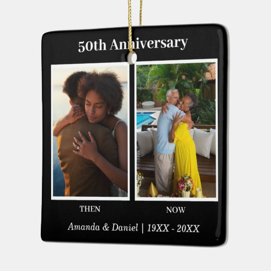Schwarz-Weiß-2-Foto Collage Jubiläum Keramikornament (Links)