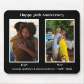 Schwarz-Weiß-2-Foto Collage Jubiläum Mousepad (Vorne)