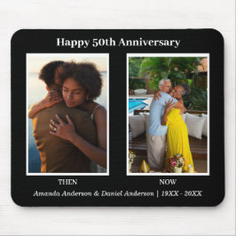 Schwarz-Weiß-2-Foto Collage Jubiläum Mousepad