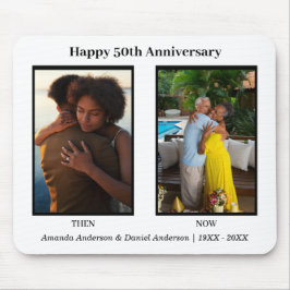 Schwarz-Weiß-2-Foto Collage Jubiläum Mousepad