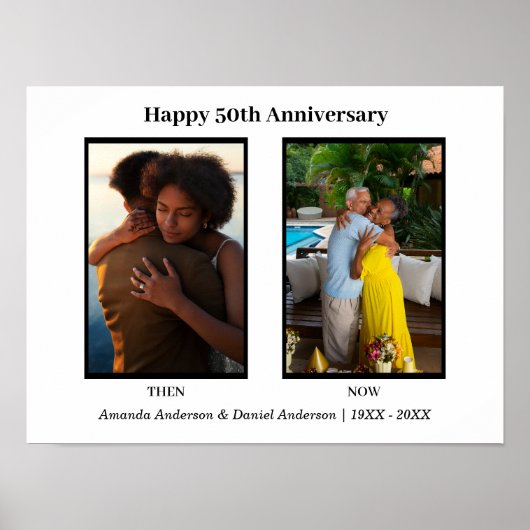 Schwarz-Weiß-2-Foto Collage Jubiläum Poster (Vorne)