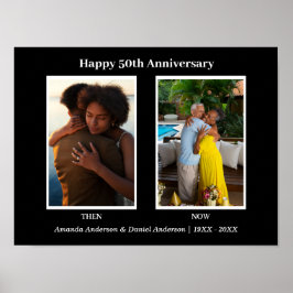 Schwarz-Weiß-2-Foto Collage Jubiläum Poster