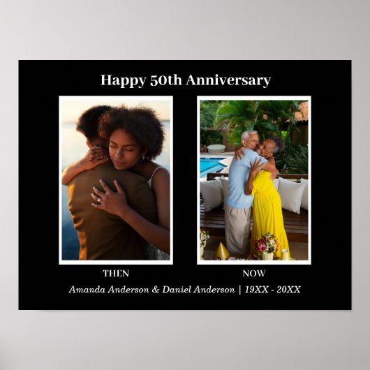 Schwarz-Weiß-2-Foto Collage Jubiläum Poster (Vorne)