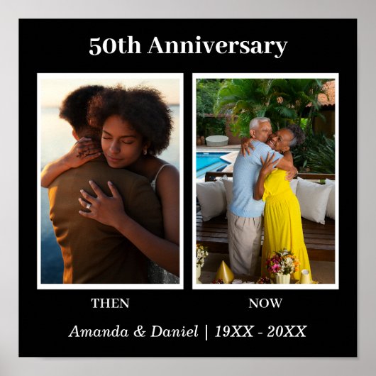 Schwarz-Weiß-2-Foto Collage Jubiläum Poster (Vorne)