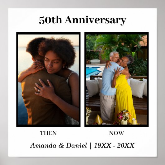 Schwarz-Weiß-2-Foto Collage Jubiläum Poster (Vorne)