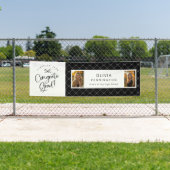 Schwarz-weiß 2 Foto Glückwunschs Grad Party Banner (Insitu)