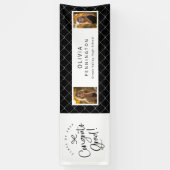 Schwarz-weiß 2 Foto Glückwunschs Grad Party Banner (Vertikal)