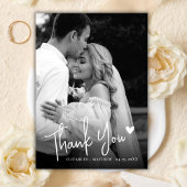 Schwarz-Weiß-2-Foto-Liebesherz-Script-Hochzeit Dankeskarte