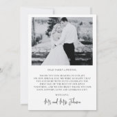 Schwarz-Weiß-2-Foto-Liebesherz-Script-Hochzeit Dankeskarte (Rückseite)