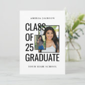 Schwarz-Weiß 2 Fotos Klasse von 25 Grad Open House Einladung (Stehend Vorderseite)