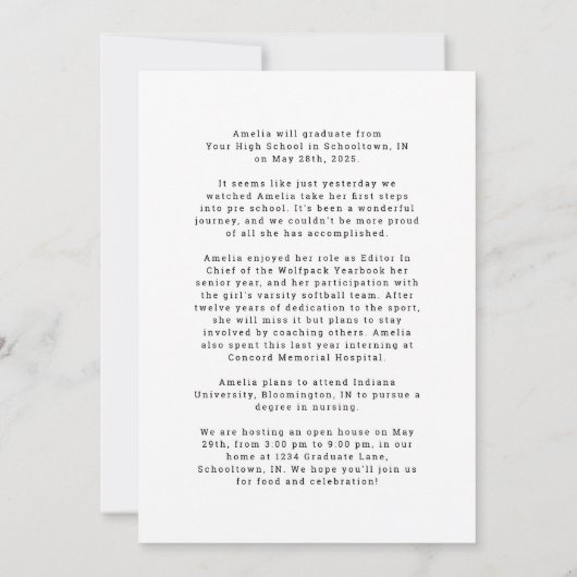 Schwarz-Weiß 2 Fotos Klasse von 25 Grad Open House Einladung (Rückseite)