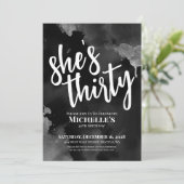 Schwarz-weiß 30. Geburtstag Einladung (Stehend Vorderseite)