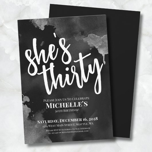 Schwarz-weiß 30. Geburtstag Einladung