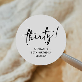 Schwarz & Weiß 30. Geburtstag Runder Aufkleber