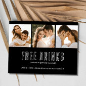 Schwarz-weiß 3 Foto Hochzeit Datum speichern Ankündigungspostkarte