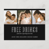 Schwarz-weiß 3 Foto Hochzeit Datum speichern Ankündigungspostkarte (Vorderseite)