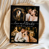 Schwarz-Weiß 3 Fotocollage Hochzeit Danke Postkarte