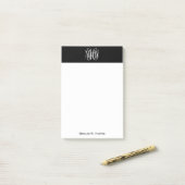 Schwarz-weiß 3 Initialdosis Vine Monogram DIY BG Post-it Klebezettel (Auf Schreibtisch)
