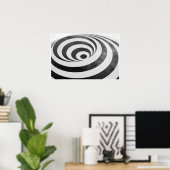 Schwarz-Weiß-3D-Spiralenttäuschung Hypnotisch Poster (Heimbüro)