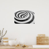Schwarz-Weiß-3D-Spiralenttäuschung Hypnotisch Poster (Küche)