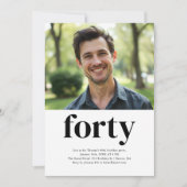 Schwarz & Weiß 40. Geburtstag Einladung (Vorderseite)