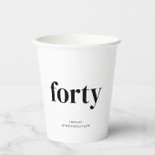 Schwarz & Weiß 40. Geburtstag Pappbecher (Vorderseite)