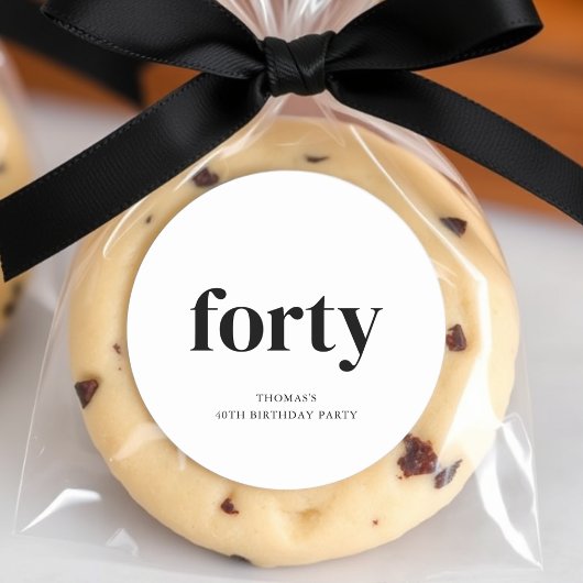 Schwarz & Weiß 40. Geburtstag Runder Aufkleber