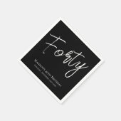 Schwarz & Weiß 40 Minimal 40. Geburtstag Party Serviette (Ecke)