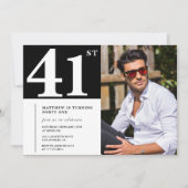 Schwarz/Weiß 41. Geburtstag Einladungen Foto (Vorderseite)
