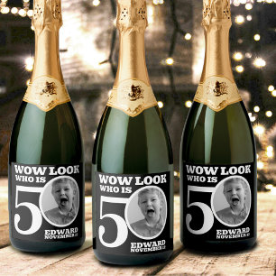 Schwarz-Weiß 50. Geburtstag Foto aussehen, wer ist Schaumweinetikett