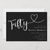 Schwarz-weiß 50 Skript 50. Geburtstag Einladung (Vorderseite)