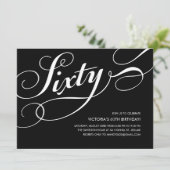 Schwarz-Weiß 60. Geburtstag Einladungen (Stehend Vorderseite)
