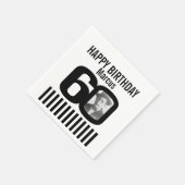 Schwarz-weiß 60. Geburtstag Streifen Foto Serviett Serviette (Ecke)