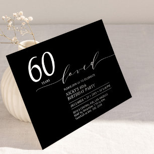 Schwarz & Weiß   60 Jahre Geliebt 60. Geburtstagsf Einladung