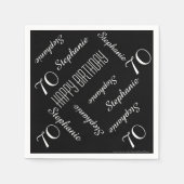 Schwarz/Weiß 70. Geburtstagspartei Wiederholungsna Serviette (Vorderseite)