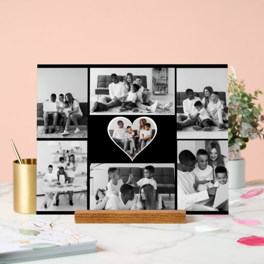 Schwarz-Weiß-7-FotoCollage Acrylschild (Hochzeit)