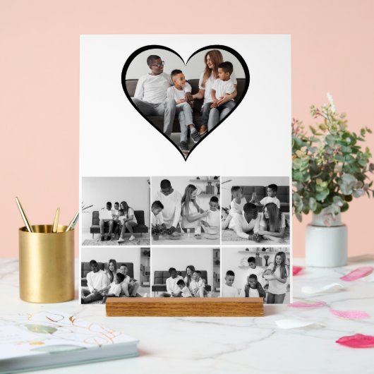 Schwarz-Weiß-7-FotoCollage Acrylschild (Hochzeit)