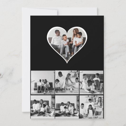 Schwarz-Weiß-7-FotoCollage Dankeskarte (Vorderseite)