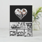 Schwarz-Weiß-7-FotoCollage Dankeskarte (Stehend Vorderseite)