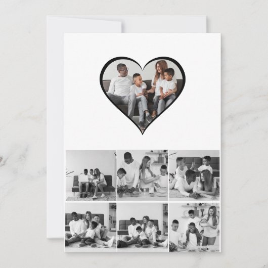 Schwarz-Weiß-7-FotoCollage Karte (Vorderseite)