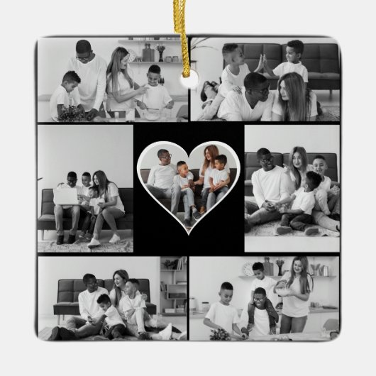 Schwarz-Weiß-7-FotoCollage Keramikornament (Vorderseite)