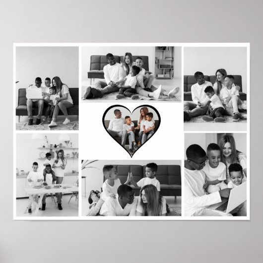 Schwarz-Weiß-7-FotoCollage Poster (Vorne)