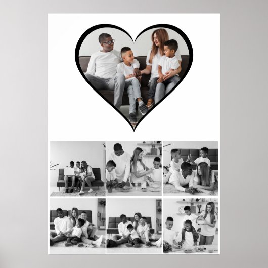 Schwarz-Weiß-7-FotoCollage Poster (Vorne)