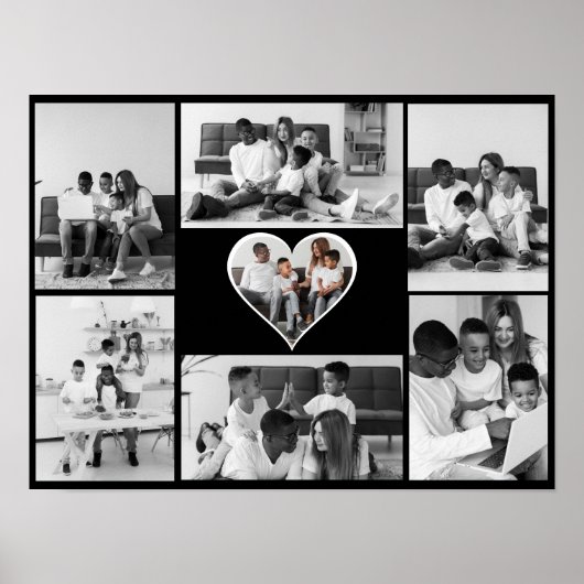 Schwarz-Weiß-7-FotoCollage Poster (Vorne)