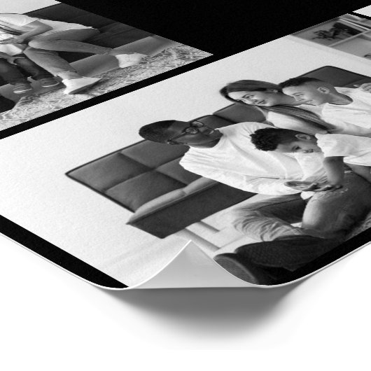 Schwarz-Weiß-7-FotoCollage Poster (Ecke)